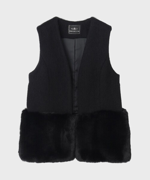 YOU グレースコンチネンタル レザージャケット モコモコベスト モヘア