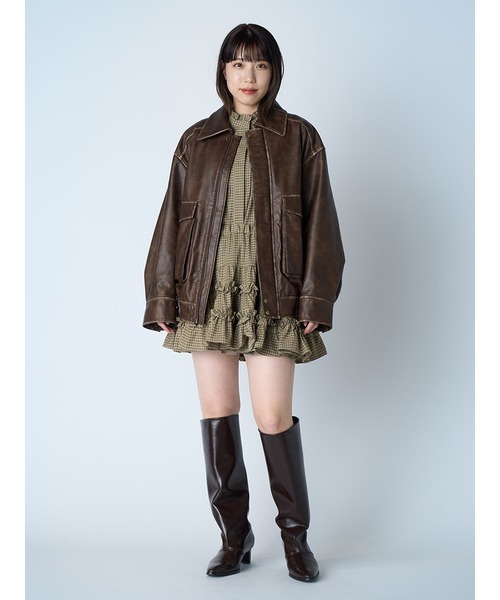 LILY BROWN ジャケット ブルゾン ヴィンテージレザーブルゾン 