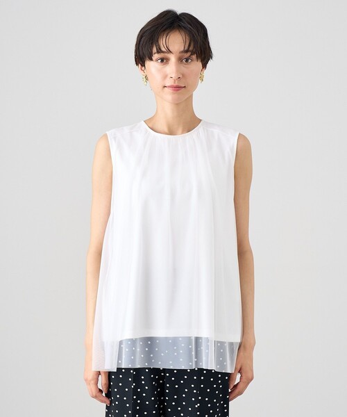 ANAYI tシャツ カットソーチュールドッキングプルオーバー