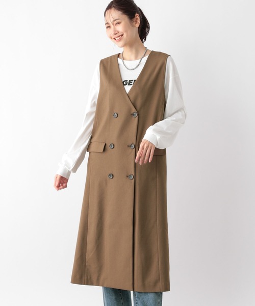 GLOBAL WORK ワンピース ジャンパースカート Vネックジレ
