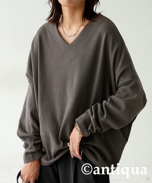 antiqua（アンティカ） tシャツ シュッと美 コクーン リブニット