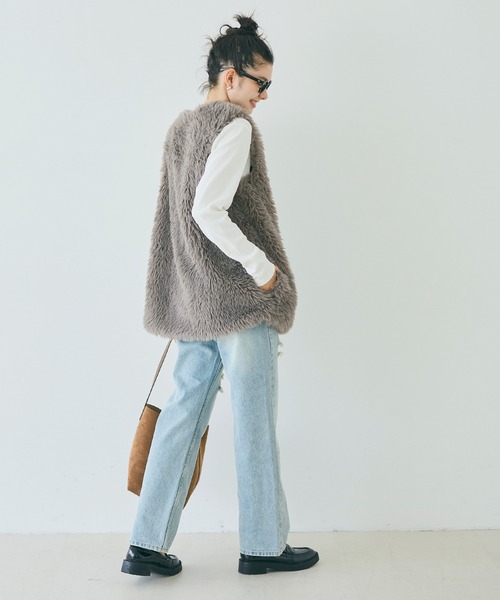 coca（コカ） ベスト ジレ フェイクファーベスト ポケット付き