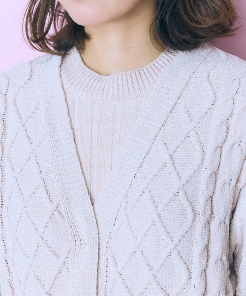 marun（マルン） カーディガン 「大きいサイズ」 ケーブル編みラメ