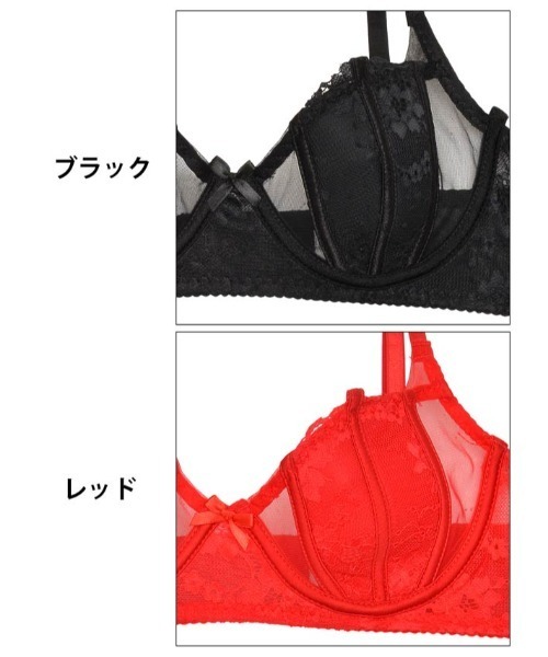 ブラジャー ショーツセット シースルーディープフラワー ＆ バック透け 