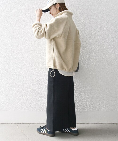 SHIPS any トップス any:「洗濯機可能」ボア フリース ハーフジップ