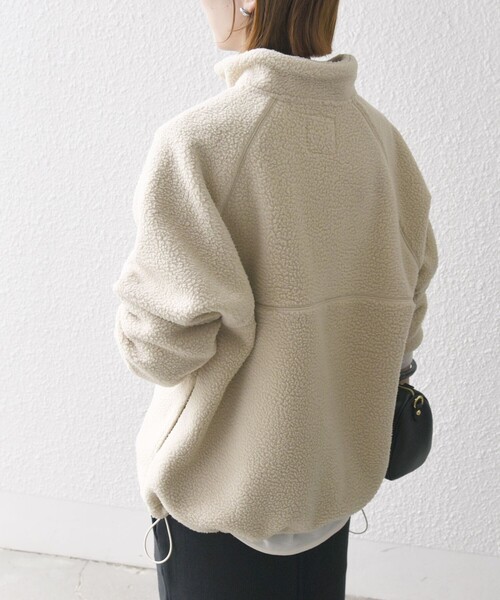 SHIPS any トップス any:「洗濯機可能」ボア フリース ハーフジップ