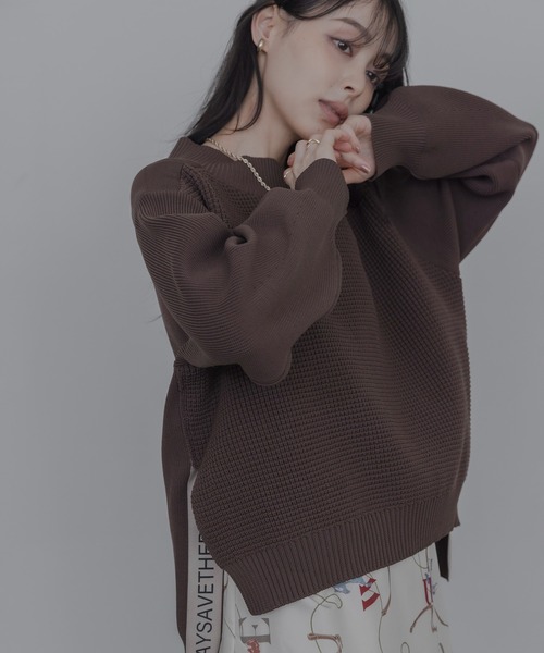 Eimee Law（エイミーロウ） ニット セーター ワッフル編みサイドロゴ