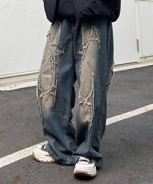 amachi. 19ss バギーパンツ 96thes ジーンズ 「96thes SELECT」カットオフモチーフデニムバギー