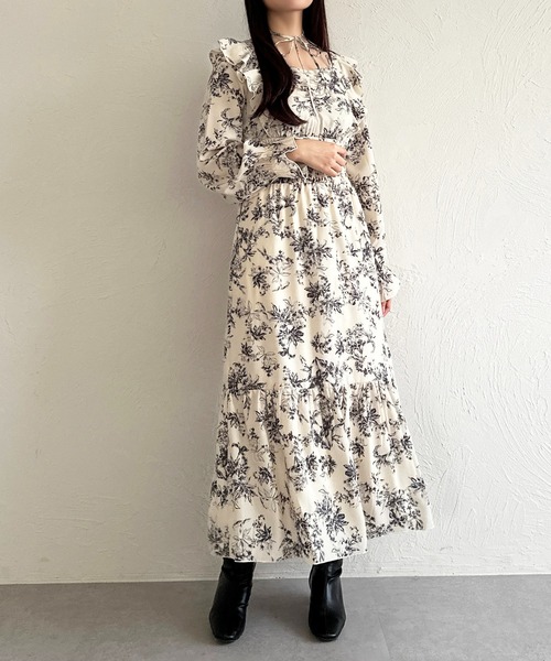 apres jour（アプレジュール） ワンピース 花柄フリルクロスワンピース