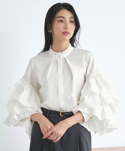 RUIRUE BOUTIQUE ブラウス シャツ 洗える ｜ トリプル フリル