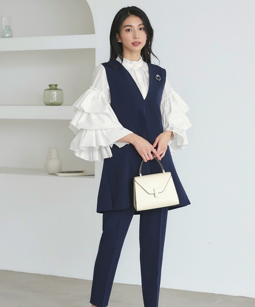 ルイルエブティック RUIRUE BOUTIQUE トリプルフリルスリーブブラウス （ブラック） ルイルエブティック RUIRUE BOUTIQUE トリプルフリルスリーブ
