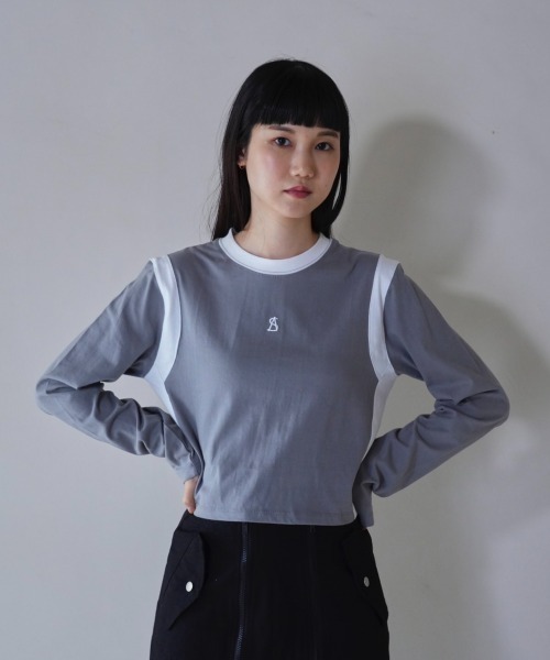 tシャツ 「ZOZO限定」バイカラー ロゴ トップス 長袖 カットソー レディース