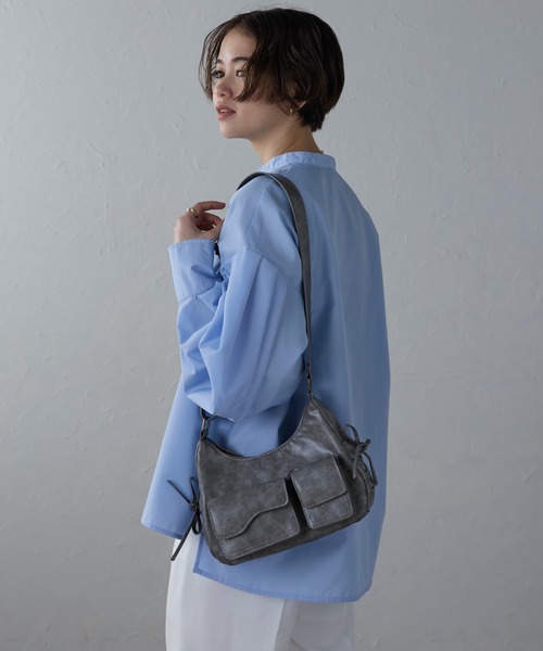 ONFLEEK ショルダーバッグ バッグ リボンダブルポケットショルダー