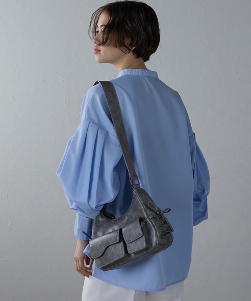 ONFLEEK ショルダーバッグ バッグ リボンダブルポケットショルダー