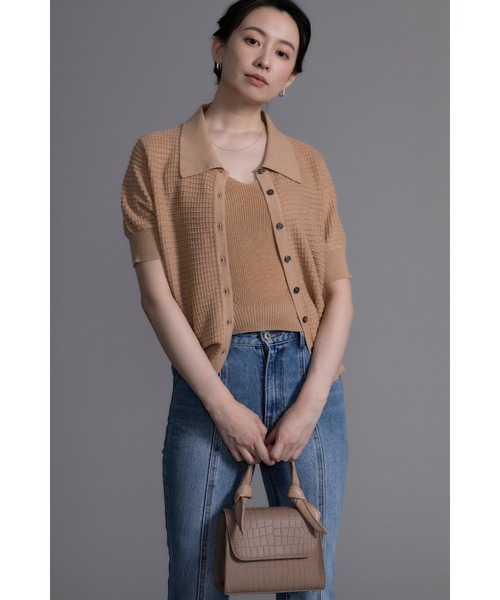 カーディガン 「DECADECLASSIC」シャツカラー半袖カーディガン レディース DECADE CLASSIC カーディガン 「DECADECLASSIC」シャツカラー