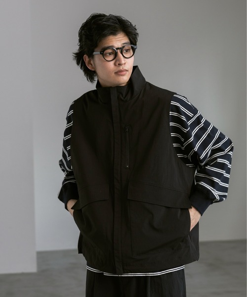 my_ MILITARY GILLET ナイロンベスト flaner（フラネ）の「Loose military nylon zip vest / ルーズ
