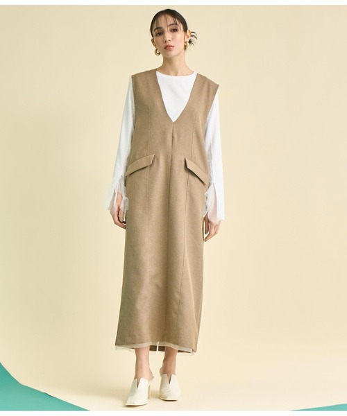【Sandoro】ニットVネックマキシドレス レディース ニット sandro(サンドロ) ワンピース(レディース) - 海外通販のBUYMA