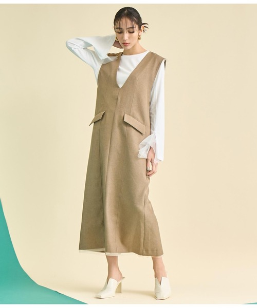 ワンピース シャツワンピース Vネック ダブルブレストS/XL index｜《7色展開/XS-LLサイズ》ダブルポケットスキッパーシャツ
