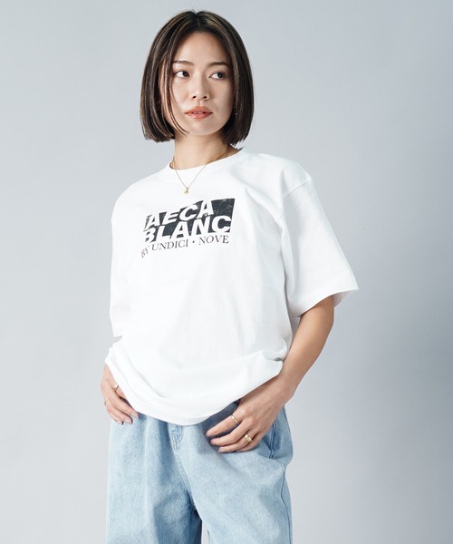 tシャツ 「AECA BLANC」アエカブラン/ブランドロゴプリントTシャツ レディース