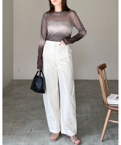 She's Closet tシャツ グラデーションクルーネック長袖シースルー
