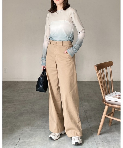 She's Closet tシャツ グラデーションクルーネック長袖シースルー