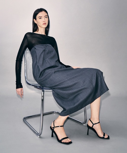 【ブルー】アンクルストラップ スクエアトゥサンダル CHARLES ＆ KEITH（チャールズ&キース） サンダル スクエアトゥ