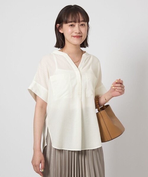 ブラウス シャツ SHORT BLOUSE レディース callautia ブラウス シャツ サイドギャザーショートシャツ