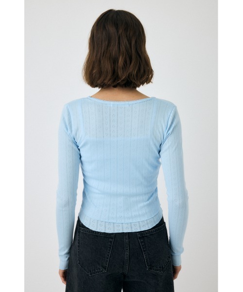 MOUSSY（マウジー） カーディガン EYELET U-NECK カーディガン 