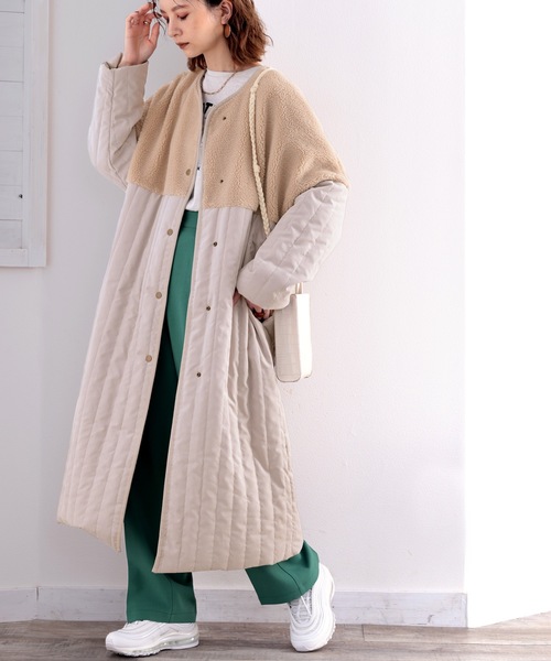 「classicalelf」 ノーカラーコート LARGE モカ レディース_画像2