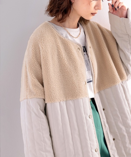 「classicalelf」 ノーカラーコート LARGE モカ レディース_画像3