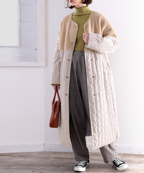 「classicalelf」 ノーカラーコート LARGE モカ レディース_画像9