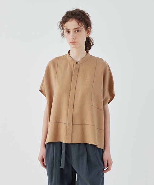 GALERIE VIE フレンチリネン スタンドカラーシャツ GALERIE VIE ブラウス シャツ フレンチリネン スタンドカラー