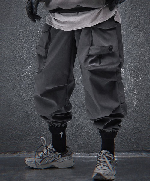 ストリートファッション TECH WEAR カーゴ ジョガー XYXIONGMAO Men's Techwear Japanese Streetwear Goth Black