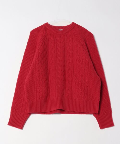 ニット セーター MANOF/マノフ/SHOULDER TUCK CABLE KNIT レディース