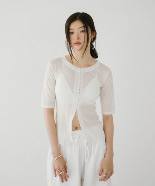 DRWCYS（ドロシーズ） tシャツ フロントボタンシアーカーディガン