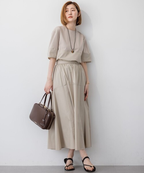 23区 ティアードギャザータフタスカート ロング ブラック 36 23区