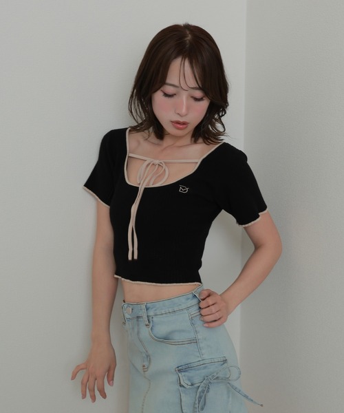 tシャツ *M DOLLY original* logo ribbon tops/ロゴリボントップス レディース