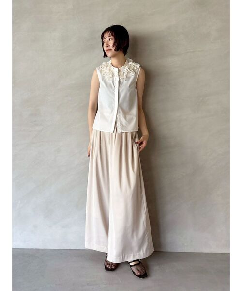B00123 ラグナムーンLAGUNAMOON美シルエットなタックワイドパンツ LAGUNAMOON パンツ シルエットタックワイドパンツ レディース