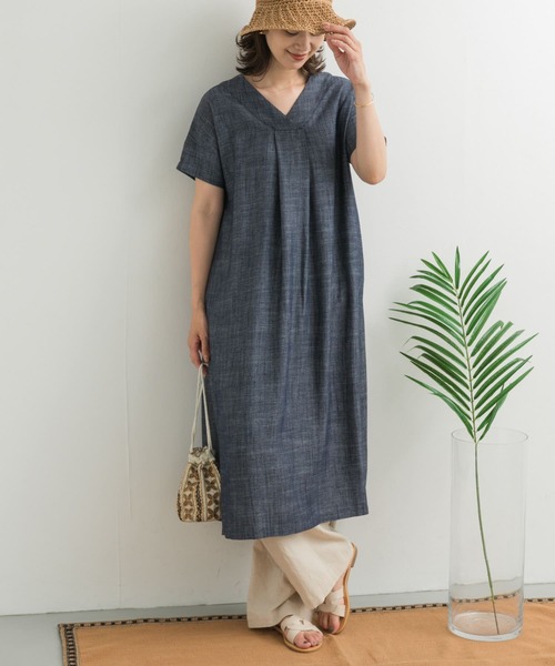 kirin☻︎様新品◎URBAN RESEARCH DOORS◎リネンワンピース URBAN RESEARCH DOORS ワンピース リネン混Vネックミディ