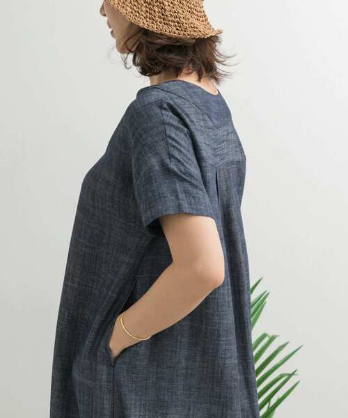 URBAN RESEARCH DOORS ワンピース リネン混Vネックミディ