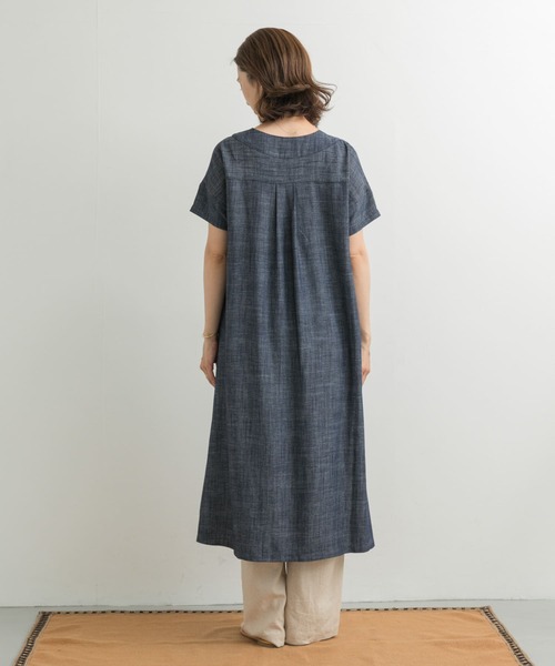 リネン混 ボートネック ミディワンピース URBAN RESEARCH DOORS ワンピース リネン混Vネックミディ