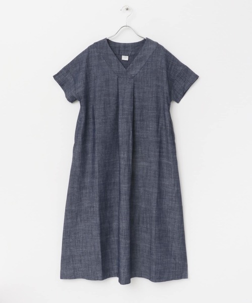 URBAN RESEARCH DOORS ワンピース リネン混Vネックミディ