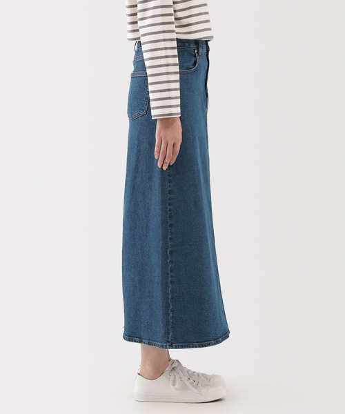 無印良品（MUJI） ロング スカート 婦人 ストレッチデニム Aライン