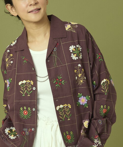 freada 刺繍ブラウス　6月末削除します WEB限定】インドレースライン柄刺繍ブラウス