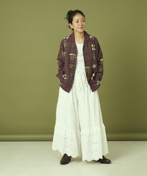 Freada フリーダ 刺繍ブラウス キャンバス生地 長袖 花柄 民族調 Freada フリーダ 刺繍ブラウス キャンバス生地 長袖 花柄 民族調
