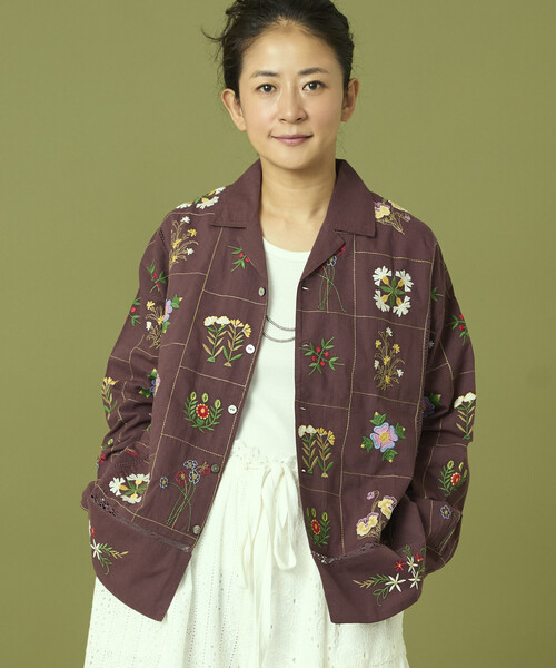 Freada ブラウス シャツ Freada/フリーダ パッチワーク 花刺繍