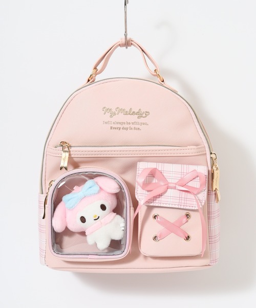 sanrio（サンリオ） リュック チェック クリアポケット ぬいぐるみ付