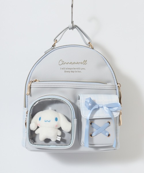 sanrio（サンリオ） リュック チェック クリアポケット ぬいぐるみ付