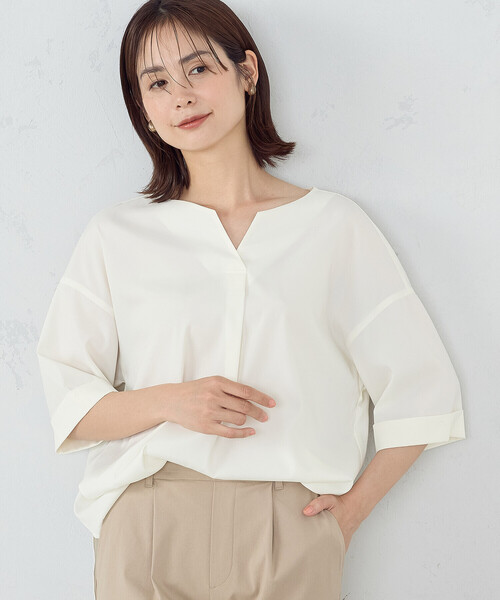 「COMME CA ISM」 半袖ブラウス FREE ホワイト レディース_画像4