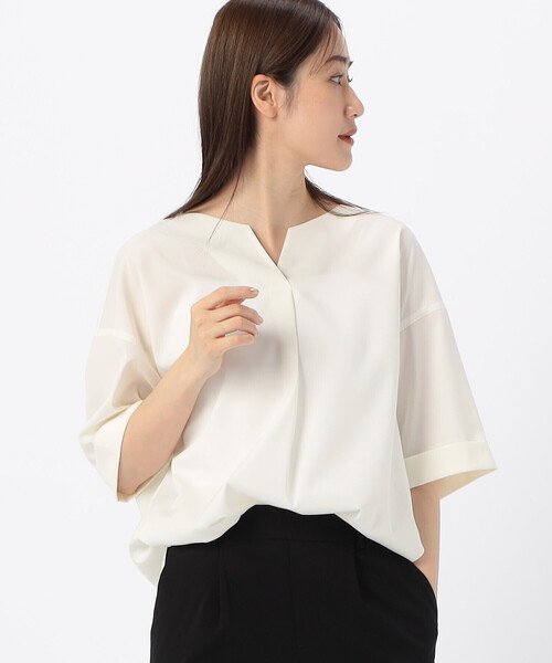 「COMME CA ISM」 半袖ブラウス FREE ホワイト レディース_画像5